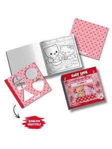 Happy Life Cosy Boyama Kitabı Seti - 3 Tematik Kitap 3 Özel Şablon Hediye - Aşk, Yaz, Kış Sahneleri