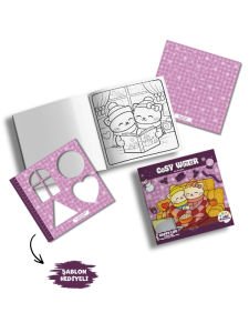 Happy Life Cosy Boyama Kitabı Seti - 3 Tematik Kitap 3 Özel Şablon Hediye - Aşk, Yaz, Kış Sahneleri