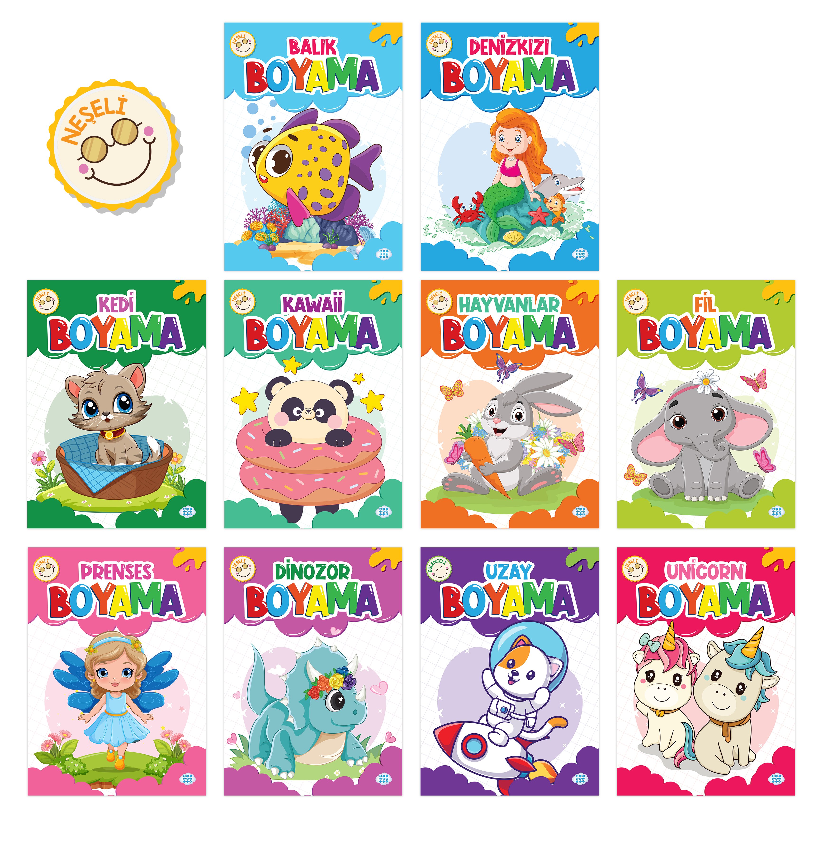 NEŞELİ BOYAMA SETİ (10 KİTAP TAKIM)