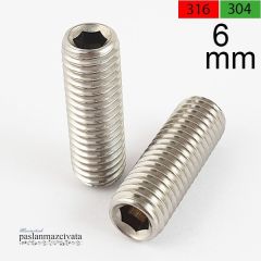 6mm Paslanmaz Setskur Çeşitleri, (Kafasız alyan) DIN916