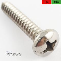 4,2mm  Paslanmaz (YSB) Saç Vidası DIN7981 A4 AISI 316 KALİTE - 4,2x45