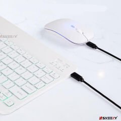 Huawei MatePad 11 inç 2023 Uyumlu RGB Işıklı Bluetooth & Wireless Türkçe Klavye Mouse Seti