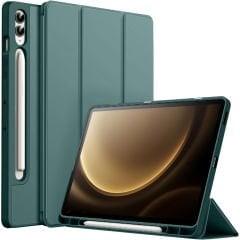 Samsung Galaxy Tab S9 Fe Plus X610 12.4 İnç Kılıf Premium Silikon Kalem Bölmeli Smart Case Haki