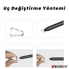 Galaxy S-Pen Yedek Kalem Ucu Çıkarma/Takma Aparat Tüm S-Pen Modellerine Uyumlu 5 Adet Yedek Kalem Uç