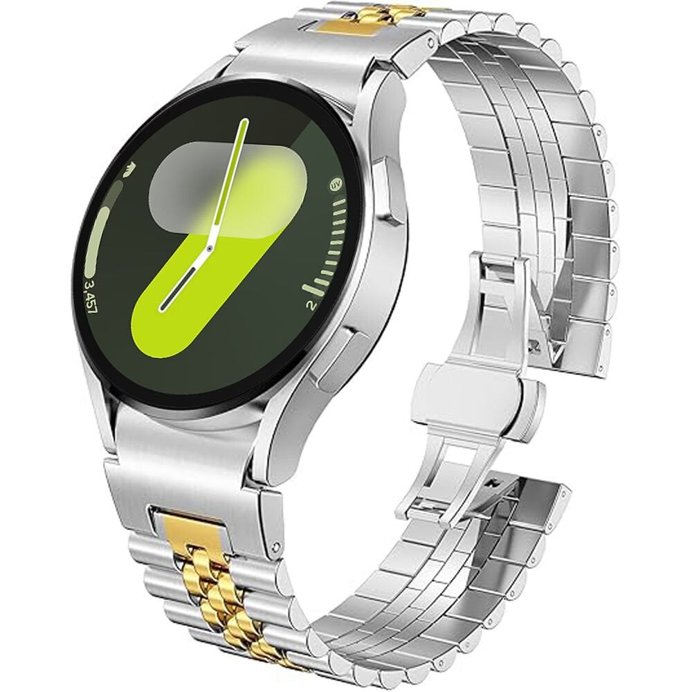 Samsung Galaxy Watch 7 40mm-44mm İle Uyumlu Klipsli Paslanmaz Çelik Metal Kordon Gold