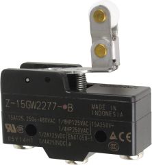 Omron - Z-15GW2277-B Genel Amaçlı Basit Switch, Tek Yönlü Makaralı Kısa Levye Kol, (Düşük OF), SPDT, 15 A, Vida Terminalli