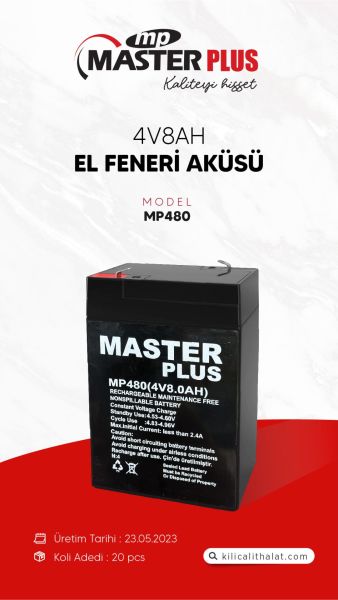 MasterPlus 4V8Ah El Feneri & Terazi Bataryası