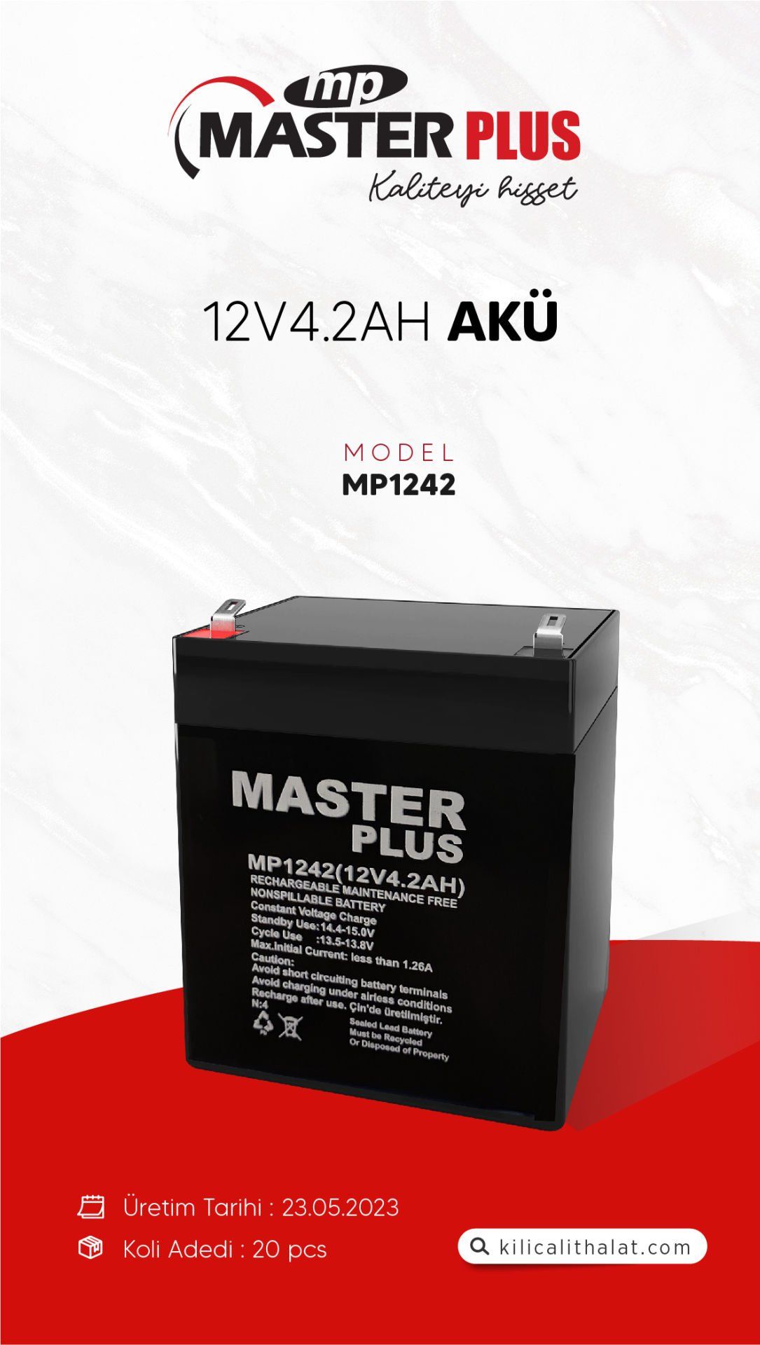 MasterPlus 12V4.2Ah Kuru Tip Batarya