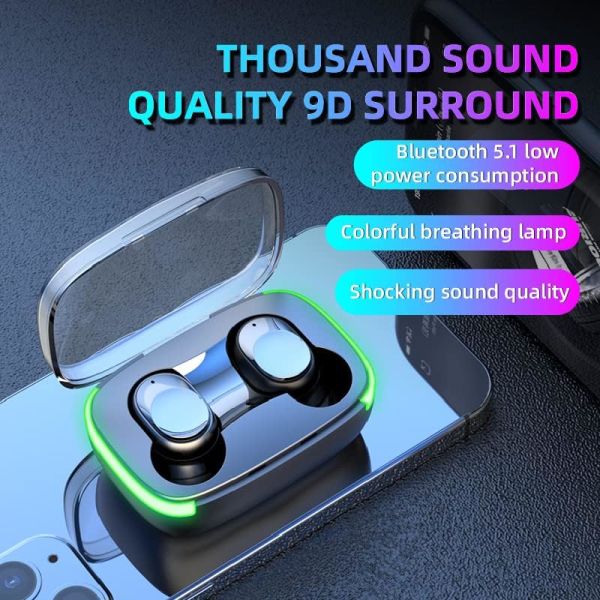 Y60 Tws Bluetooth 5.1 Kulaklık Kablosuz Ios / Android Için Mikrofonlu Kulaklık Siyah