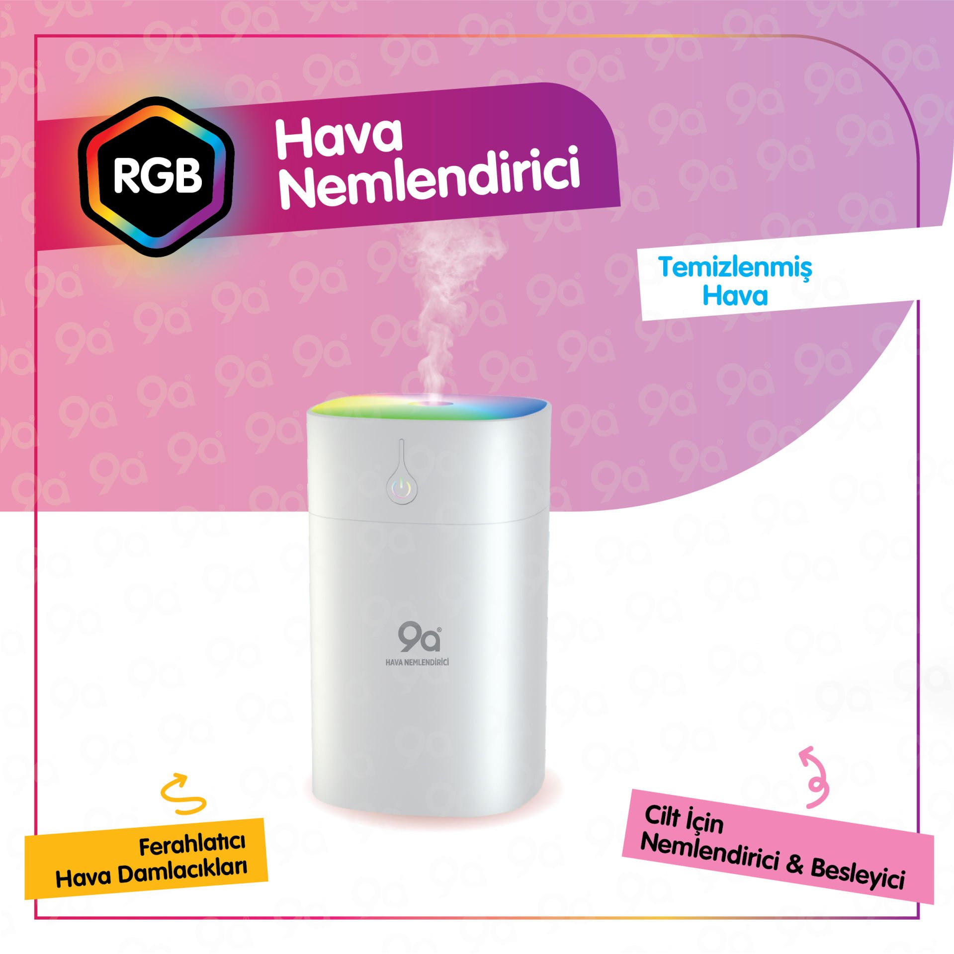 9a SD09 H2o Humidifier 400 Ml Ulrasonik Oda - Araç - Hava Nemlendirici Buhar Makinesi Ve Aroma Difüzörü