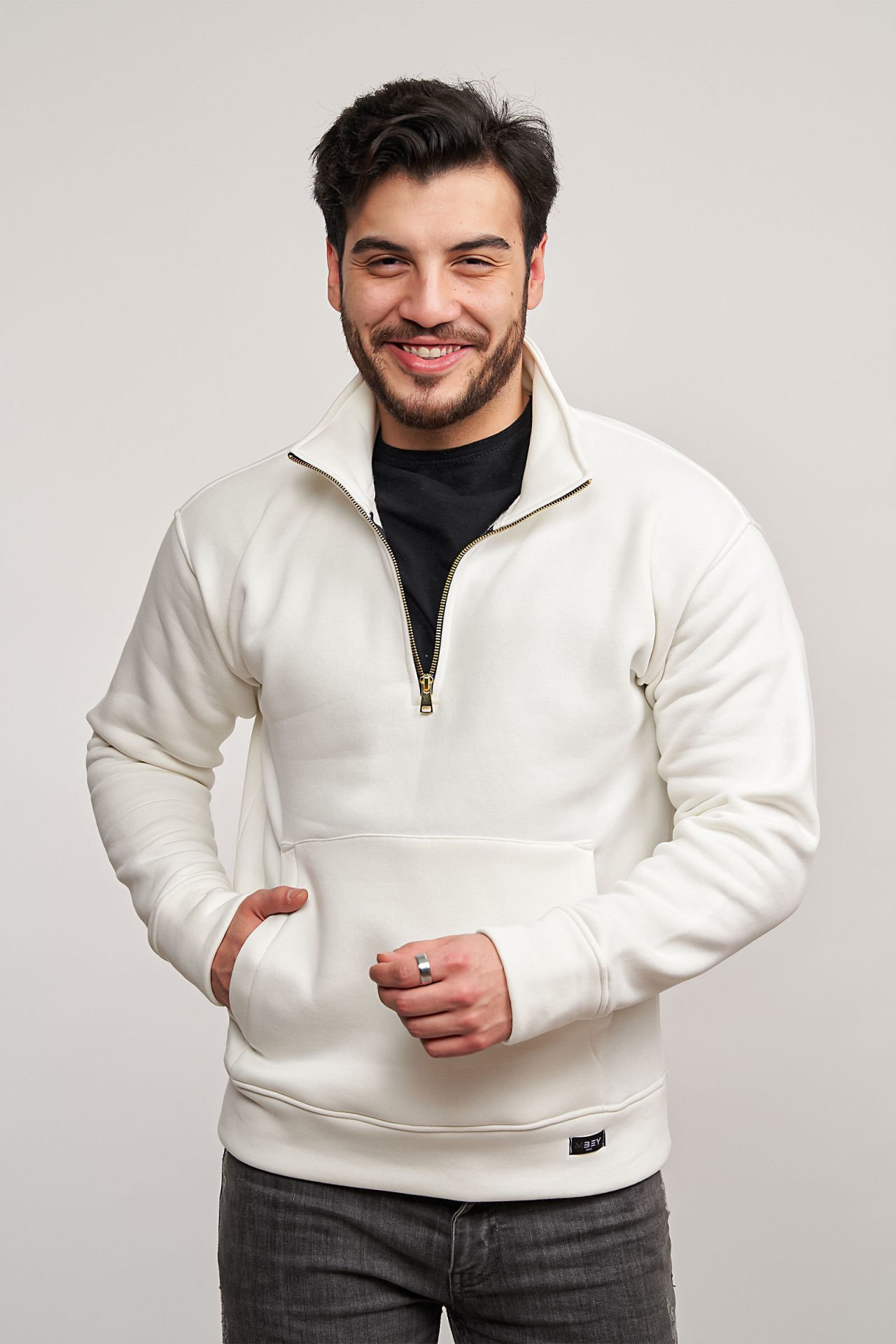 Gold Fermuarlı Sweatshirt