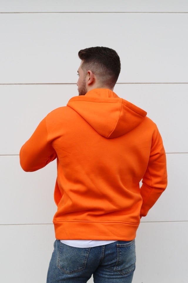 Kapüşonlu Fermuarlı Sweatshirt - Turuncu