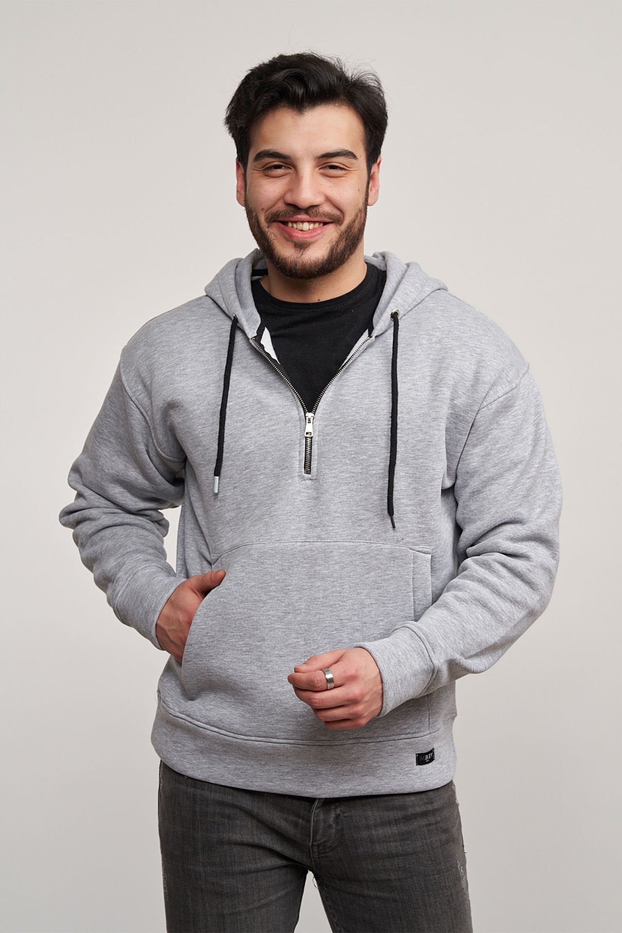 Silver Fermuarlı Sweatshirt - Gri