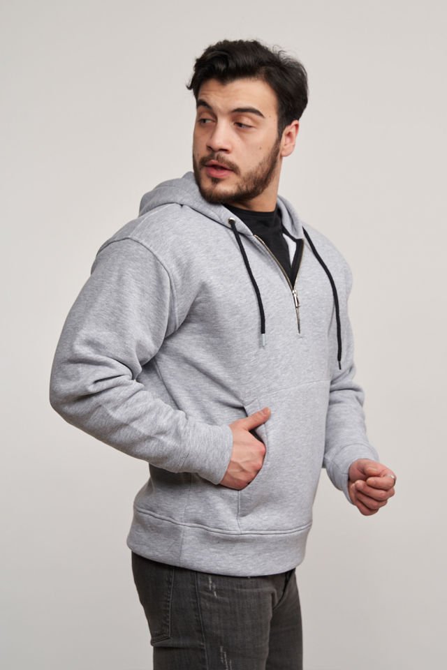 Silver Fermuarlı Sweatshirt - Gri