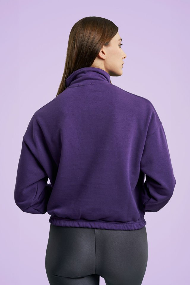 Yarım Fermuarlı Sweatshirt - Mor