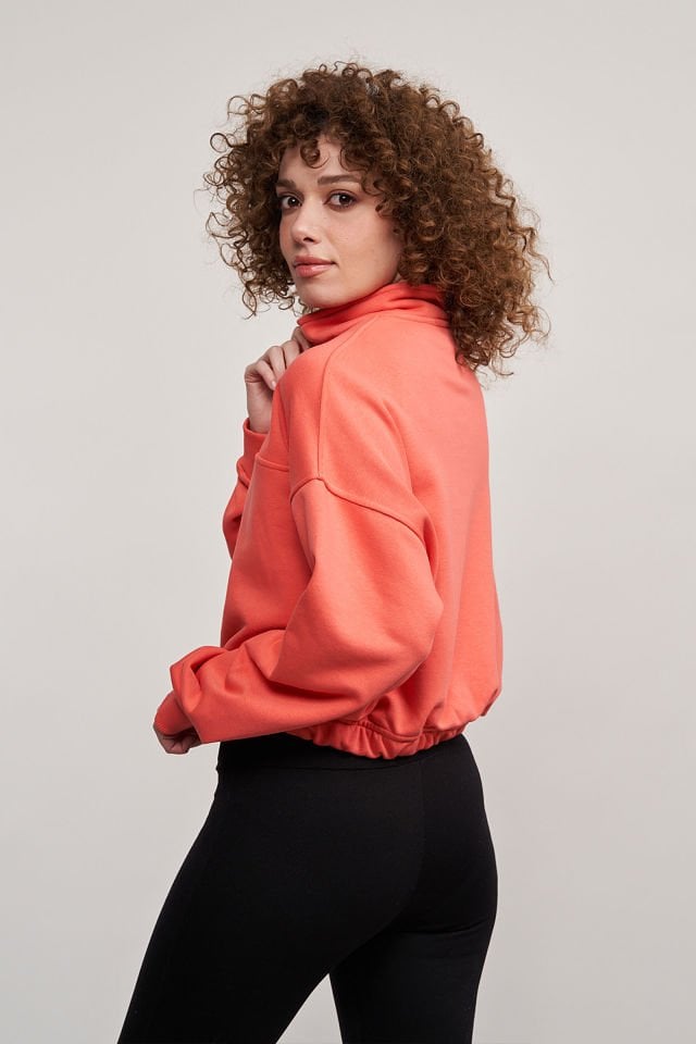 Yarım Fermuarlı Sweatshirt - Pembe