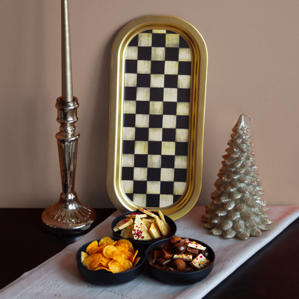 Sarkap Home 3'lü Çerezlik ve Sunumluk Tepsi Seti Dama