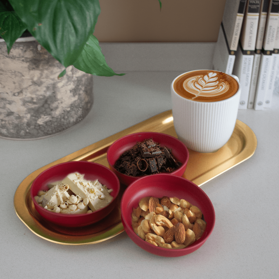 Sarkap Home 3'lü Çerezlik ve Sunumluk Tepsi Seti Kırmızı-Gold