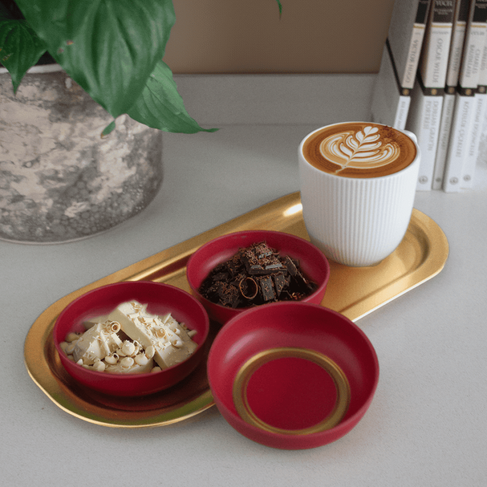 Sarkap Home 3'lü Çerezlik ve Sunumluk Tepsi Seti Kırmızı-Gold