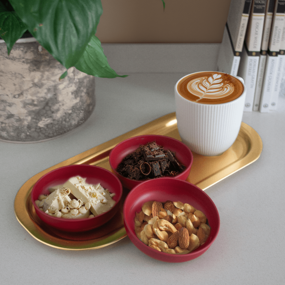 Sarkap Home 3'lü Çerezlik ve Sunumluk Tepsi Seti Kırmızı-Gold