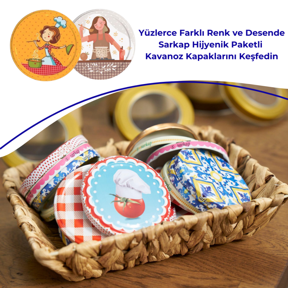 Hijyenik Paketli 10 Adet Kavanoz Kapağı Aşçı Kadın 82 mm Turuncu