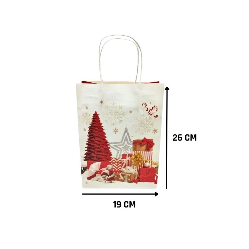 Sarkap Home 3'lü 19x26 Desenli Kraft Kağıdı Poşet Çanta Kırmızı