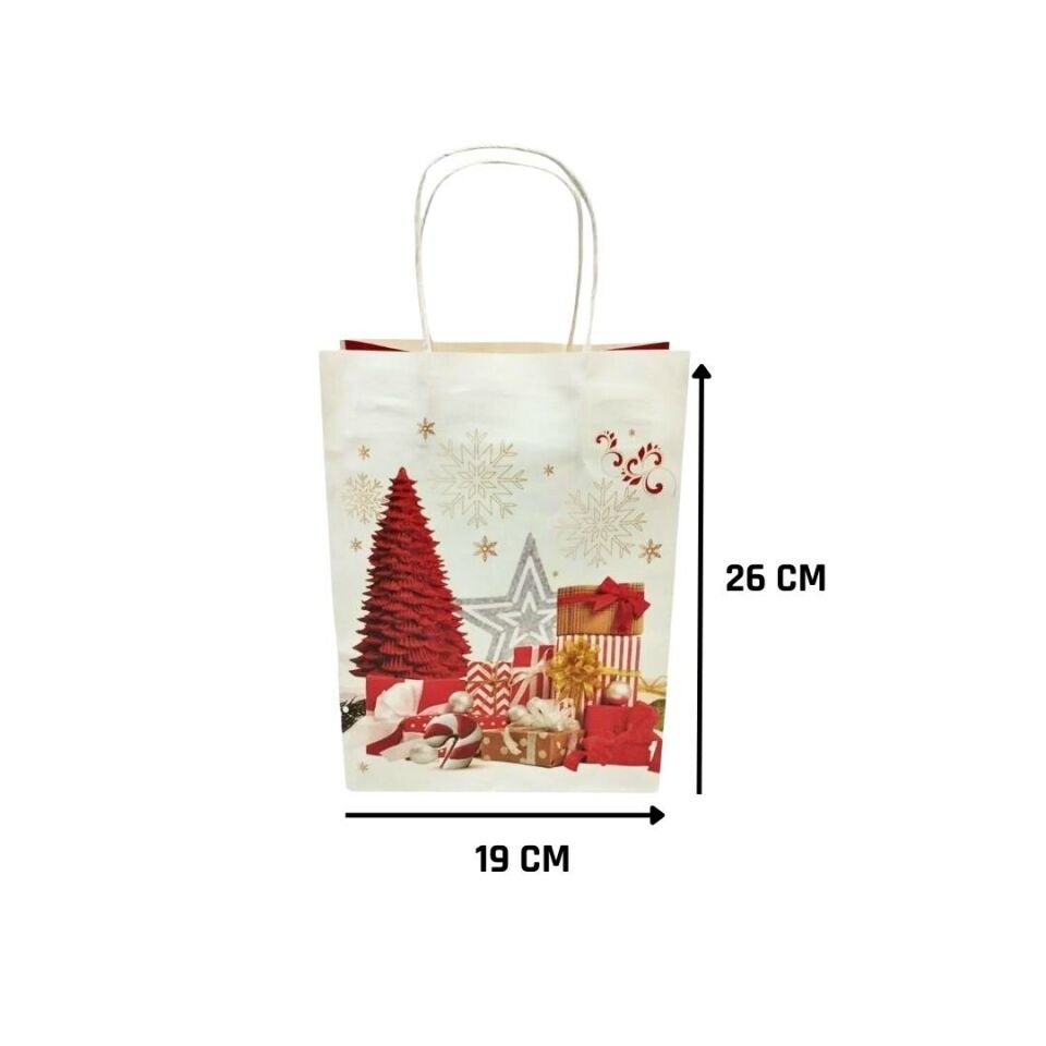 Sarkap Home 3'lü 19x26 Desenli Kraft Kağıdı Poşet Çanta Kırmızı