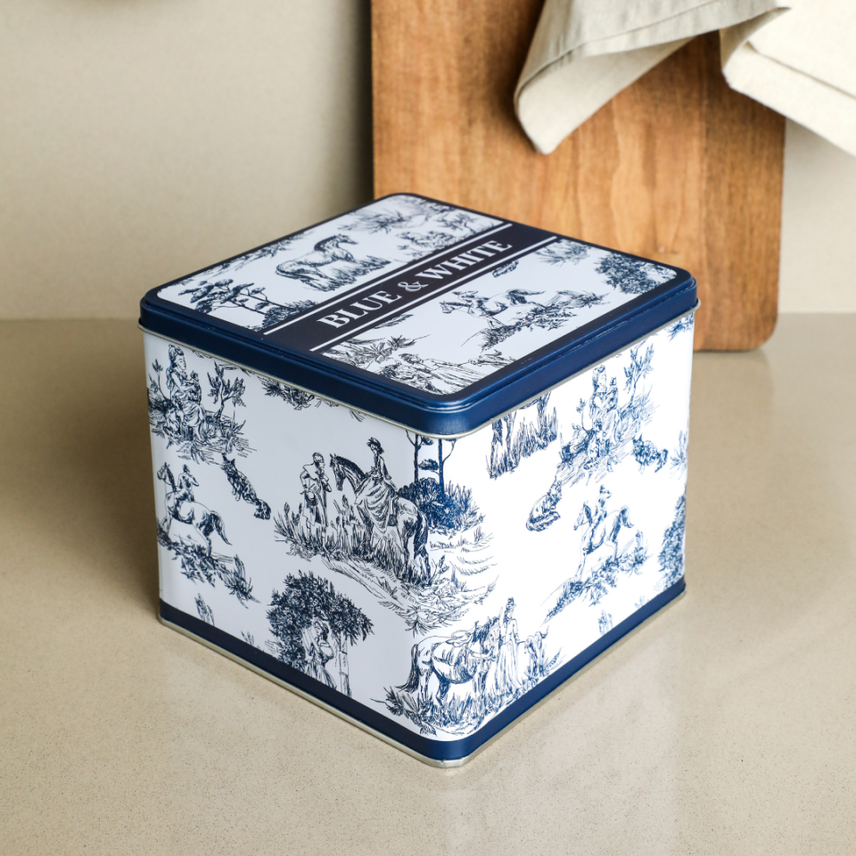 Sarkap Home Blue&White Seri Köşeli Metal Saklama Kutusu