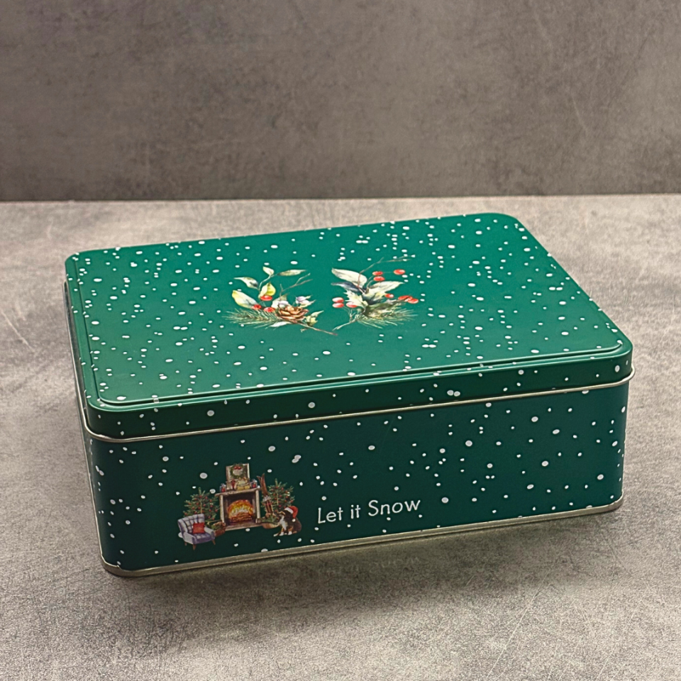 Sarkap Home Let It Snow Dikdörtgen Dekoratif Metal Saklama Kutusu KarModel