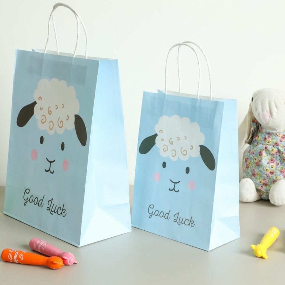 Sarkap Home 3'lü 19x26 Desenli Kraft Kağıdı Poşet Çanta Mavi