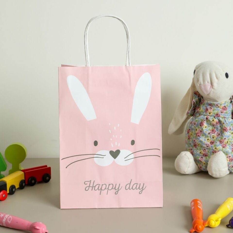 Sarkap Home 3'lü 19x26 Desenli Kraft Kağıdı Poşet Çanta Pembe