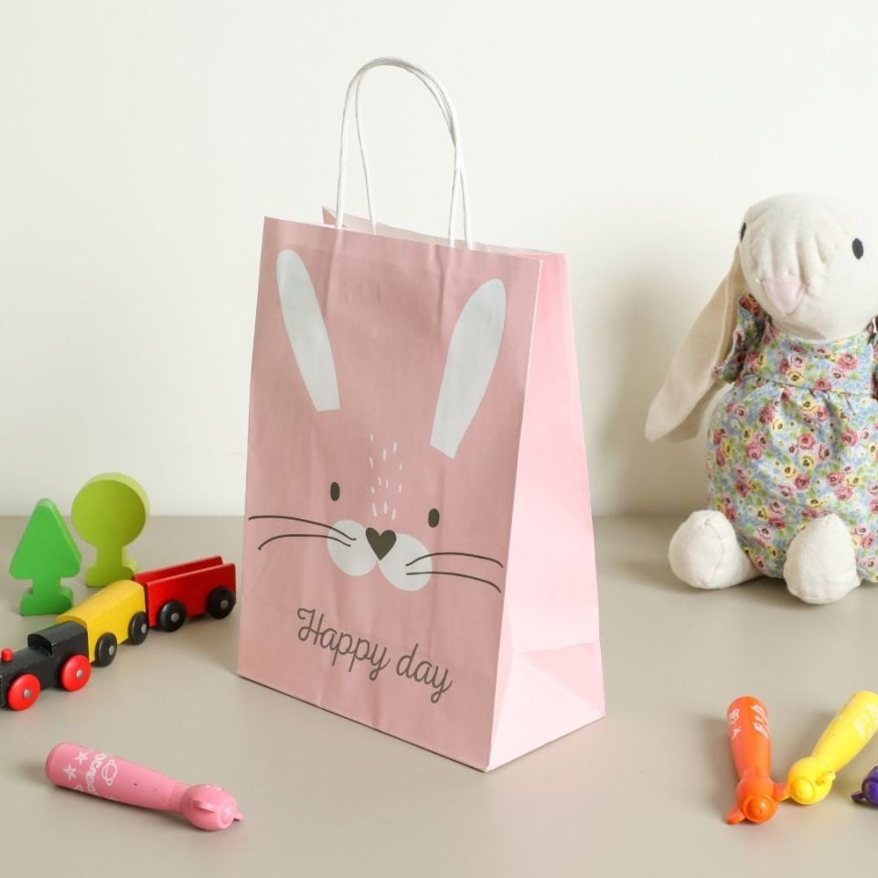 Sarkap Home 3'lü 19x26 Desenli Kraft Kağıdı Poşet Çanta Pembe