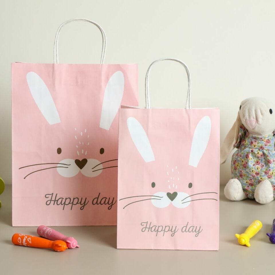 Sarkap Home 3'lü 19x26 Desenli Kraft Kağıdı Poşet Çanta Pembe