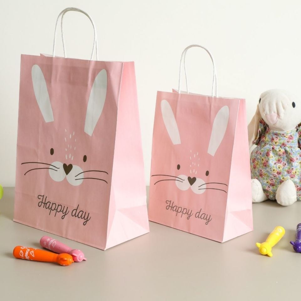 Sarkap Home 3'lü 19x26 Desenli Kraft Kağıdı Poşet Çanta Pembe