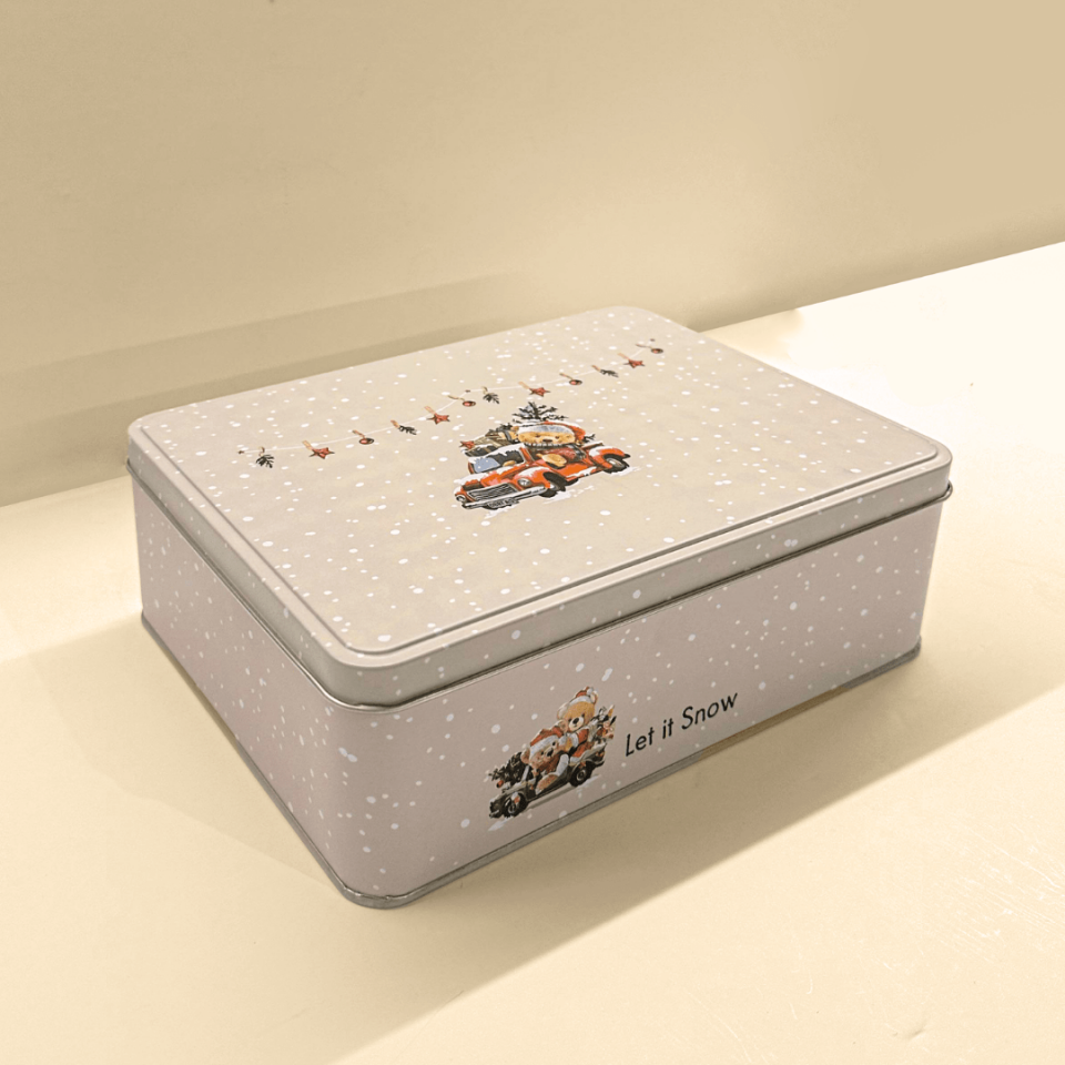 Sarkap Home Let It Snow Dikdörtgen Dekoratif Metal Saklama Kutusu ArabaModel