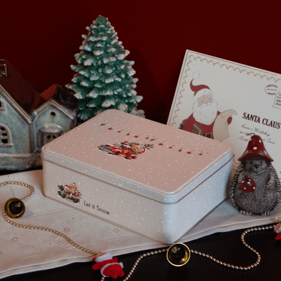 Sarkap Home Let It Snow Dikdörtgen Dekoratif Metal Saklama Kutusu ArabaModel