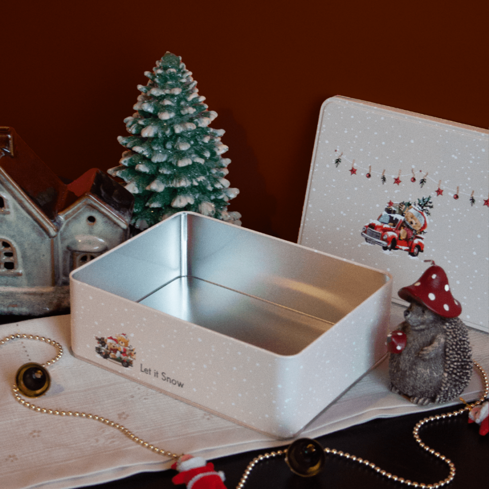 Sarkap Home Let It Snow Dikdörtgen Dekoratif Metal Saklama Kutusu ArabaModel