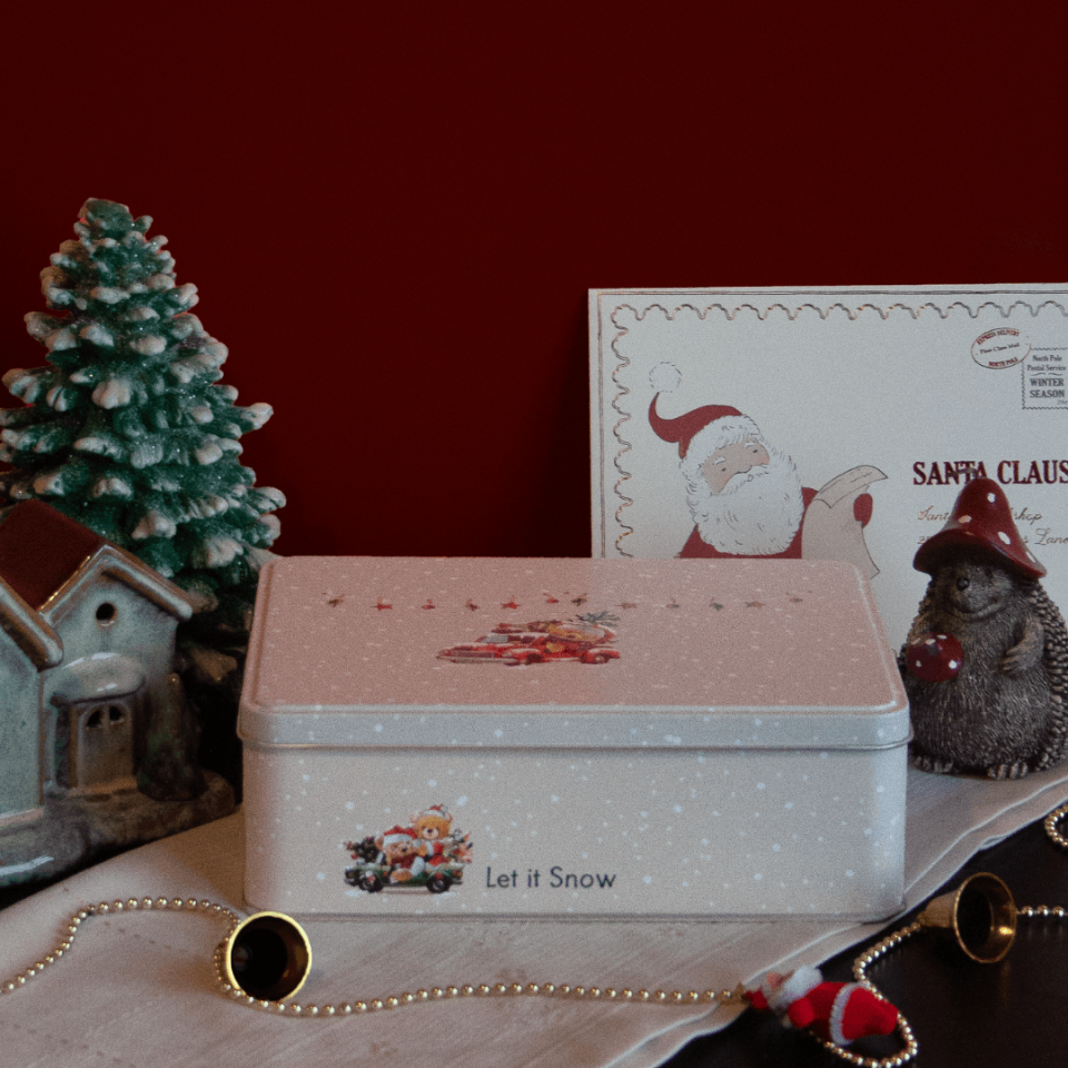 Sarkap Home Let It Snow Dikdörtgen Dekoratif Metal Saklama Kutusu ArabaModel