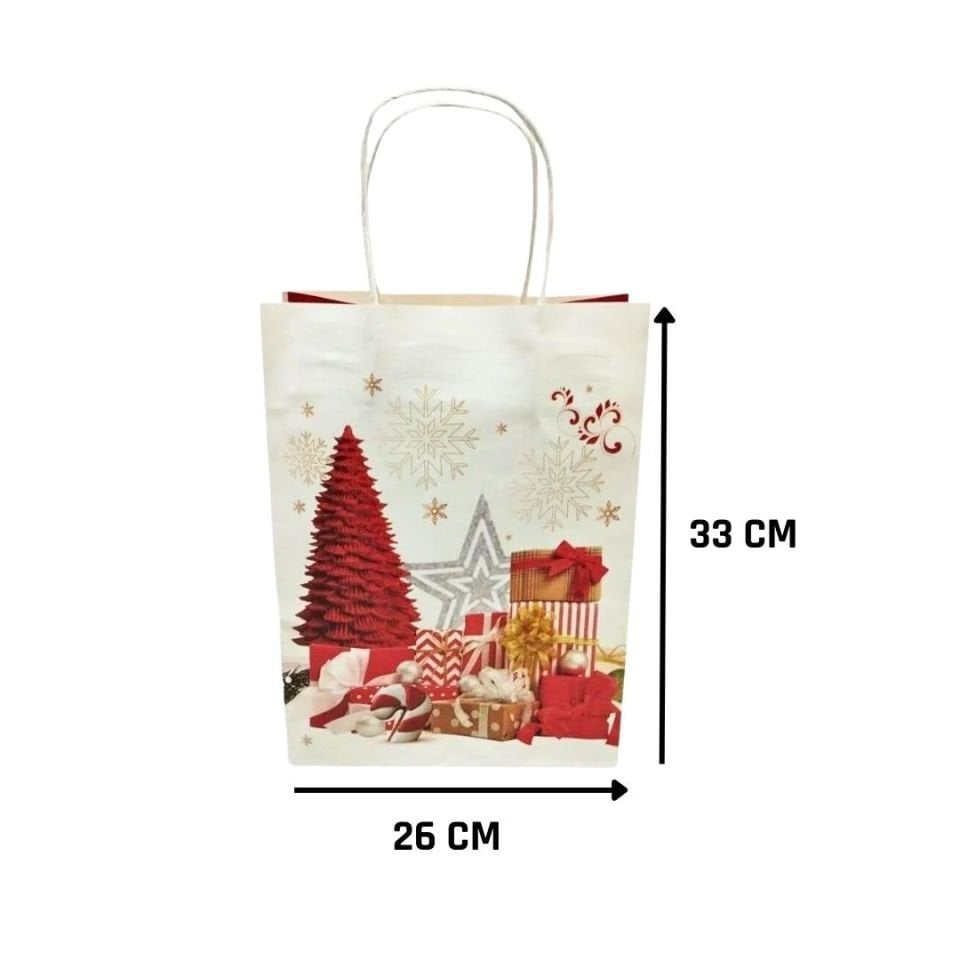 Sarkap Home 3'lü 26x33 Desenli Kraft Kağıt Poşet Çanta Kırmızı