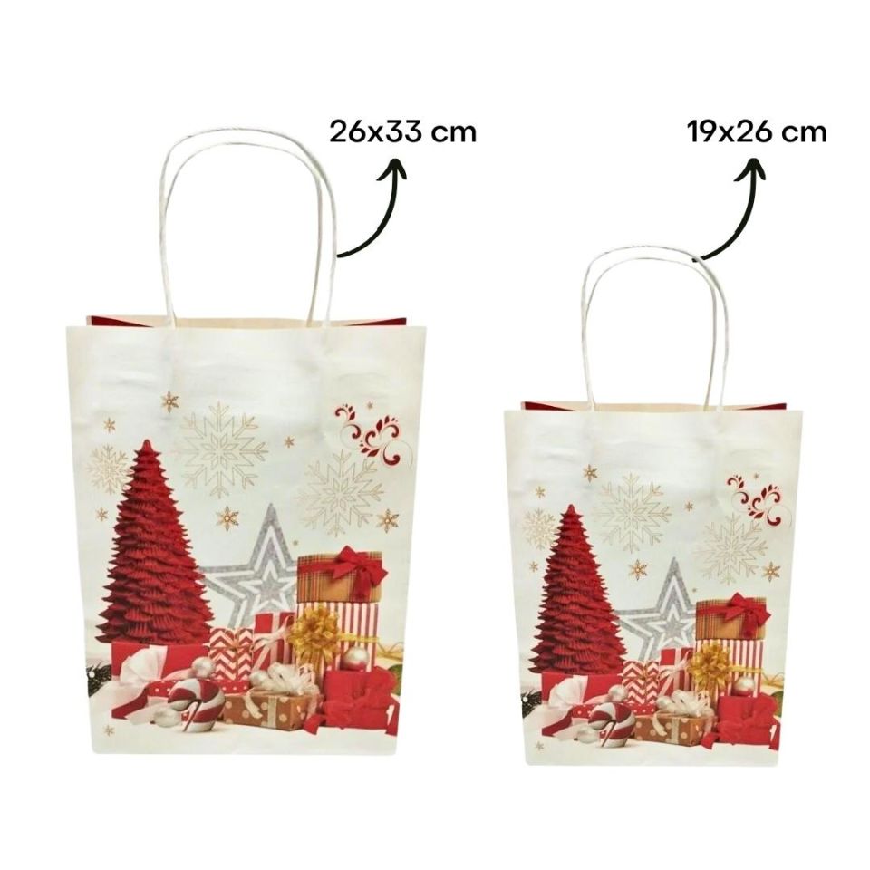 Sarkap Home 3'lü 26x33 Desenli Kraft Kağıt Poşet Çanta Kırmızı