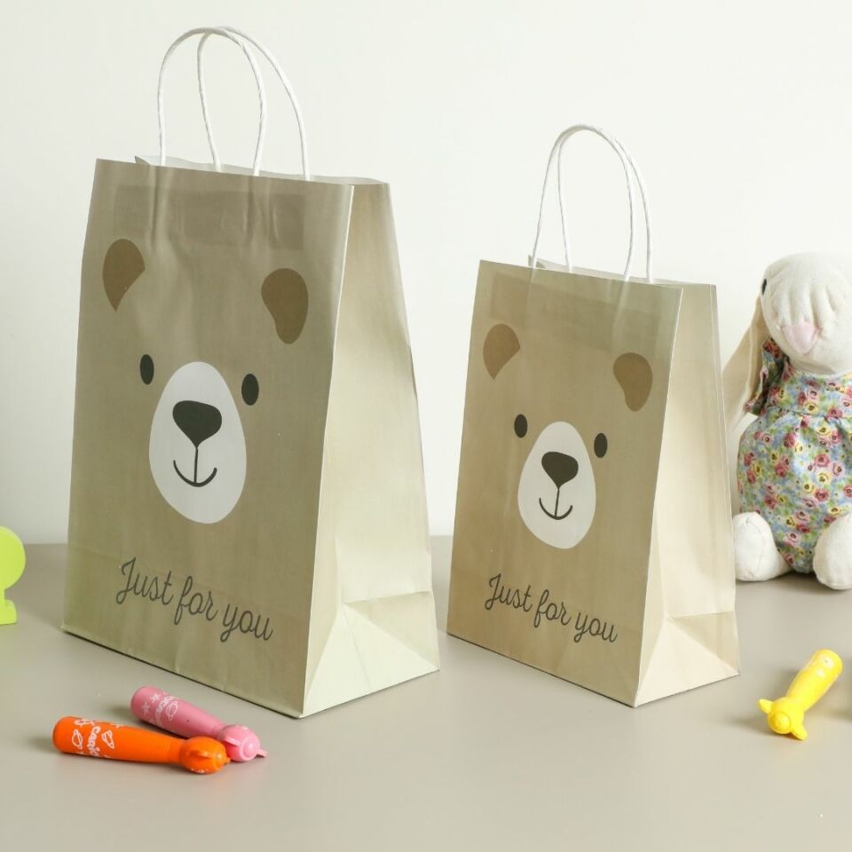 Sarkap Home 3'lü 26x33 Desenli Kraft Kağıt Poşet Çanta Kahverengi