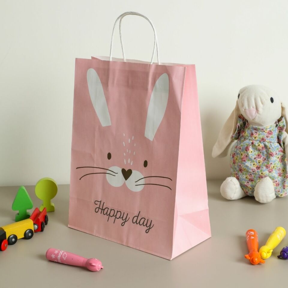 Sarkap Home 3'lü 26x33 Desenli Kraft Kağıt Poşet Çanta Pembe