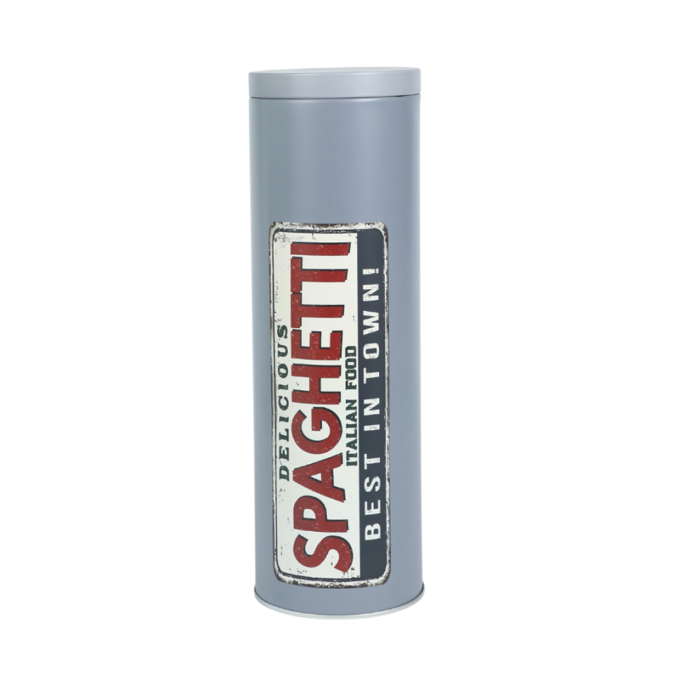 Sarkap Home Spaghetti Seri Uzun Yuvarlak Metal Kutu Gri