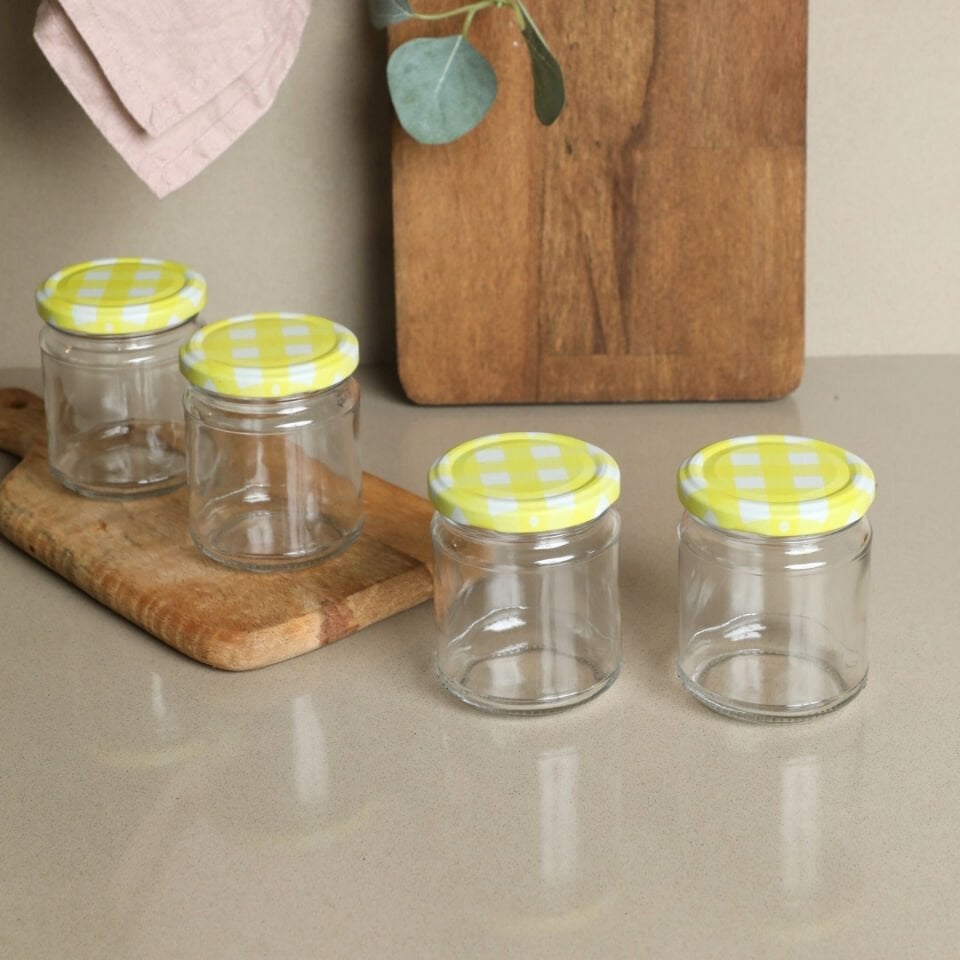 Sarkap Home 4'lü 210 ml Yuvarlak Cam Kavanoz SarıEkose