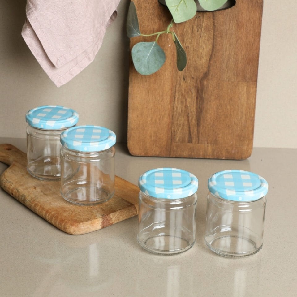 Sarkap Home 4'lü 210 ml Yuvarlak Cam Kavanoz MaviEkose