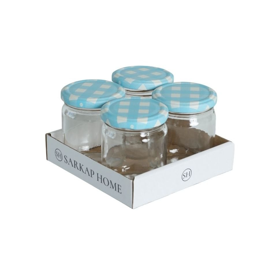Sarkap Home 4'lü 210 ml Yuvarlak Cam Kavanoz MaviEkose