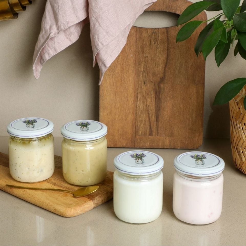 Sarkap Home 4'lü 210 ml Yuvarlak Cam Kavanoz Lavander