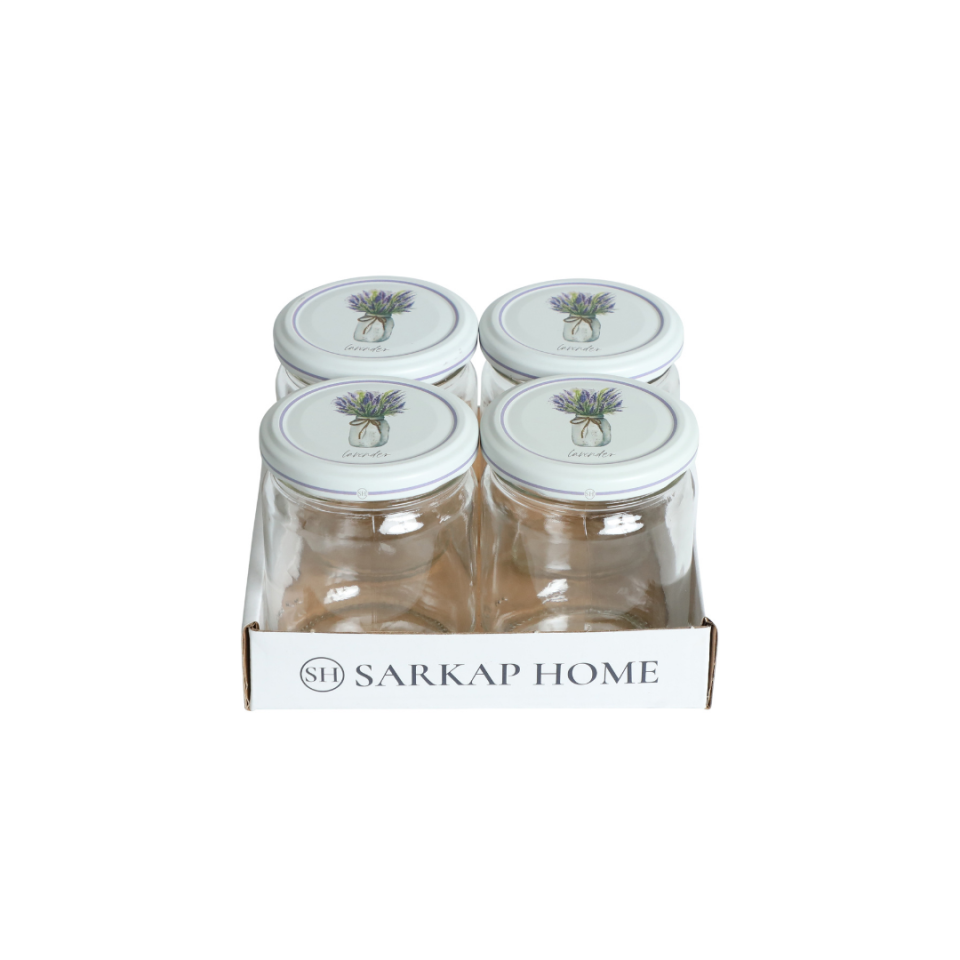 Sarkap Home 4'lü 210 ml Yuvarlak Cam Kavanoz Lavander