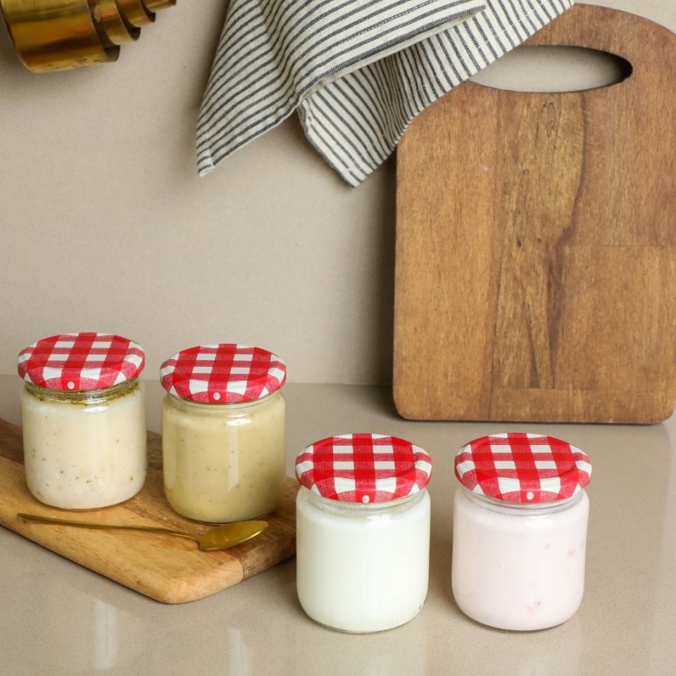Sarkap Home 4'lü 210 ml Yuvarlak Cam Kavanoz VintageEkose