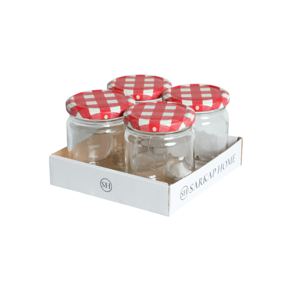 Sarkap Home 4'lü 210 ml Yuvarlak Cam Kavanoz VintageEkose